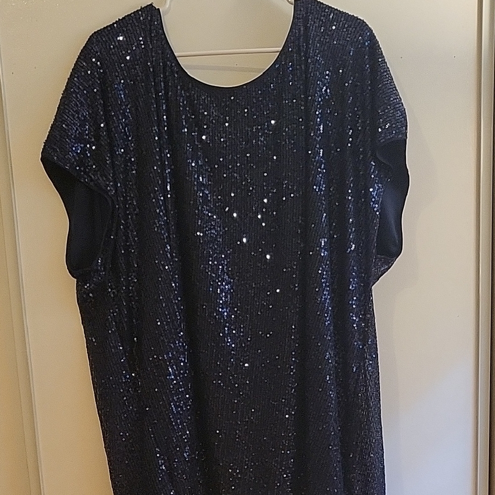 Lily Morgan Navy Sequin Blouse